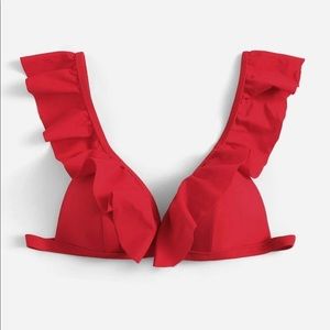 Ruffle red bikini top XL